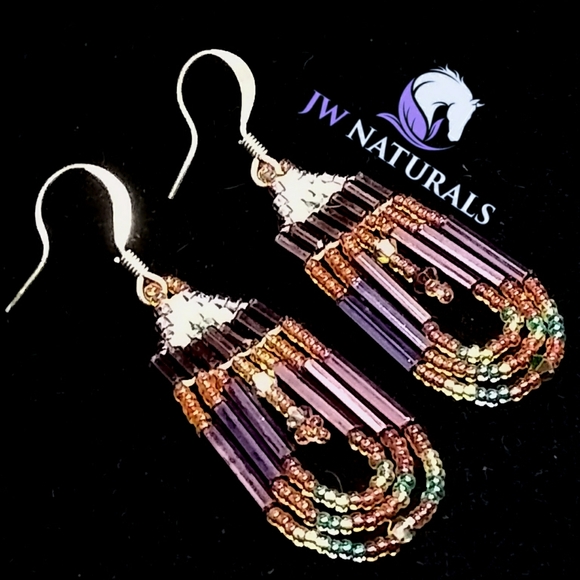 Hand Crafted Jewelry - JRW Handmade Purple Swarovski Beaded Earrings